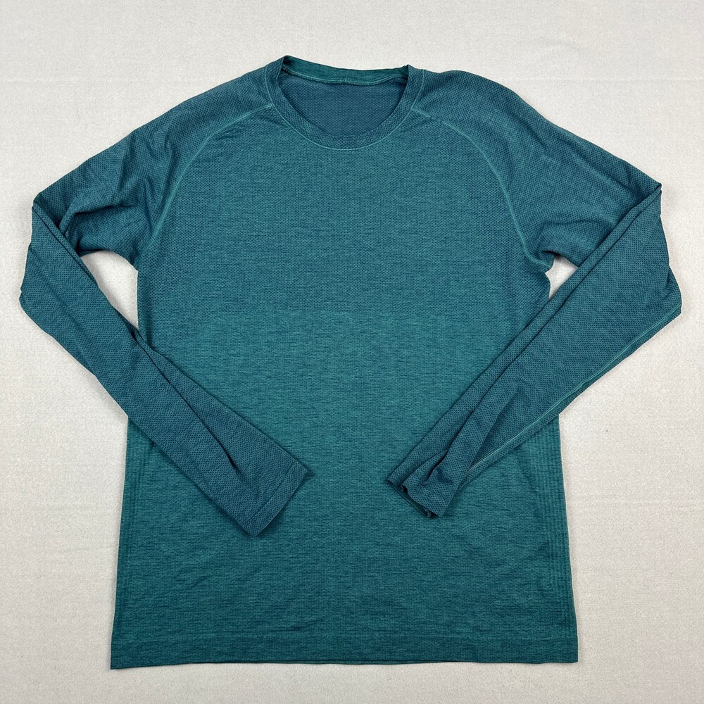 Lululemon Shirt Men Medium Green Metal Vent Seamless Athletic Training Top M